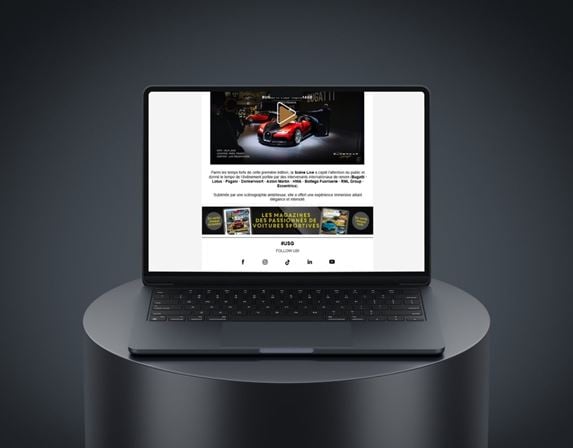 supercar-garage-email.jpg Aperçu d’une newsletter Ultimate Supercar Garage présentant l’événement automobile et ses temps forts