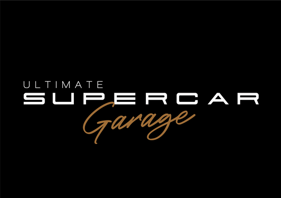 Logo blancsur fond noirdu salon Ultimate supercar garage